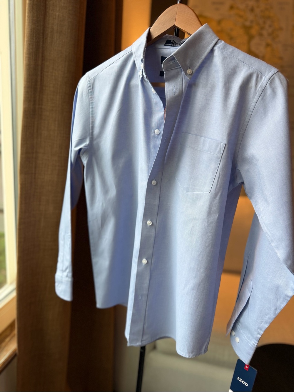 Izod Boys Light Blue Stretch Button-Down Dress Shirt sz 14-16 NWT